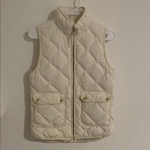 J. Crew Quilted Excursion Down Vest B0109 XXS Womens Puffer Preppy Cream Quilted